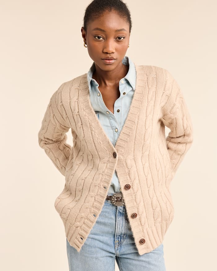 WOMEN'S SHETLAND COLLECTION FISHERMAN CARDIGAN